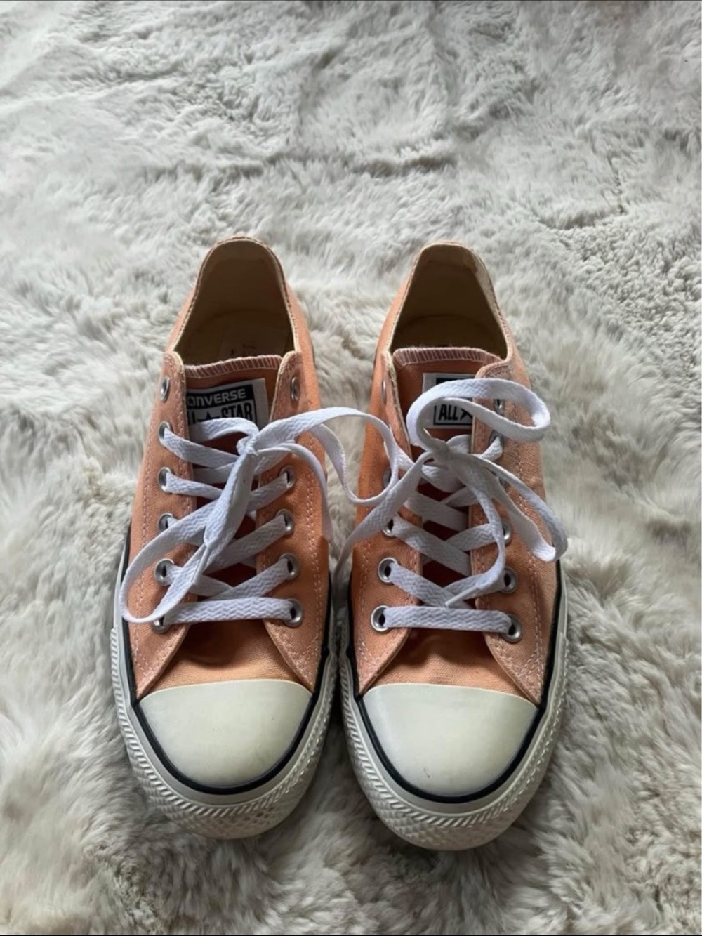 Converse All Star Low Top Sneakers in Peach and White